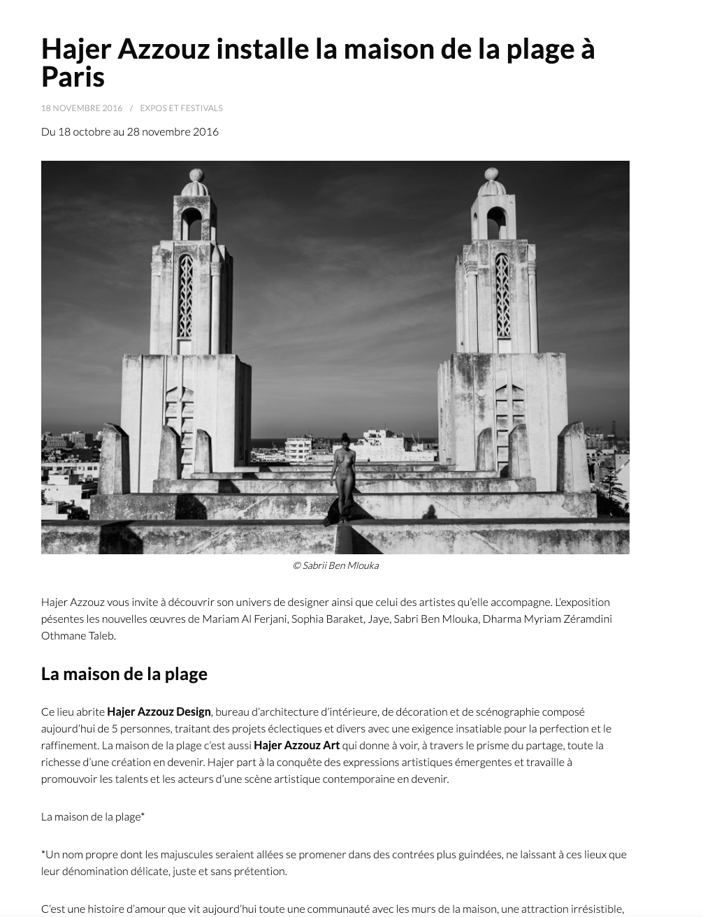 Hajer Azzouz installe la maison de la plage à Paris